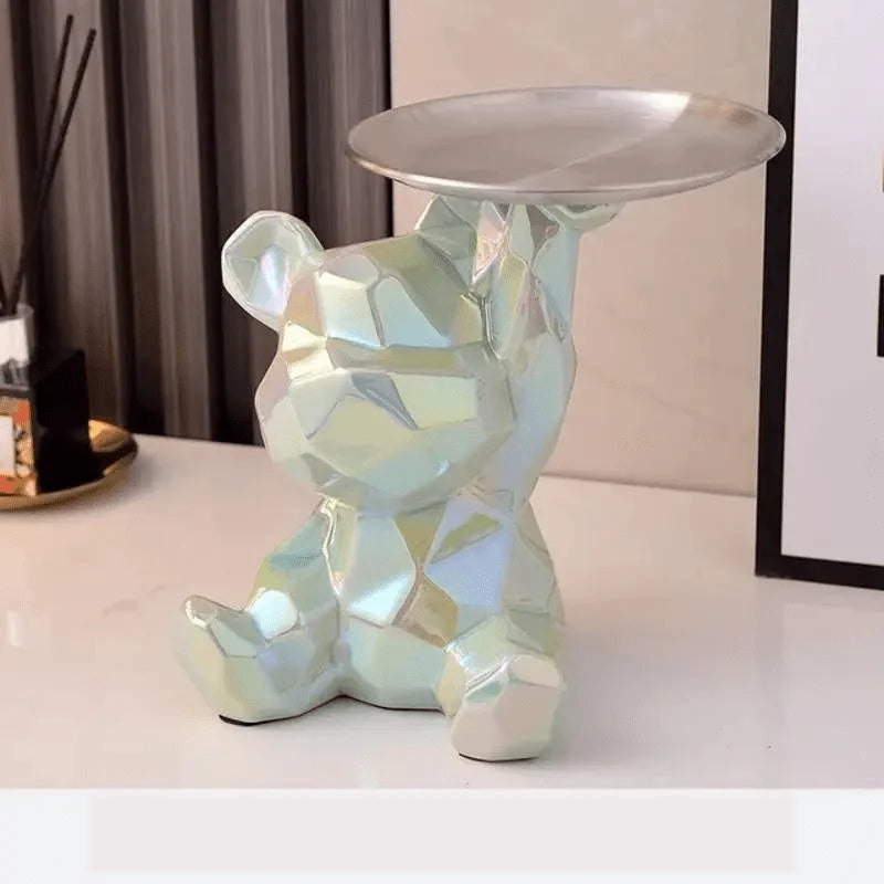 Bear Storage Organizer Ceramic Coin Bank & Metal Tray