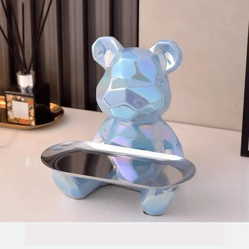 Bear Storage Organizer Ceramic Coin Bank & Metal Tray