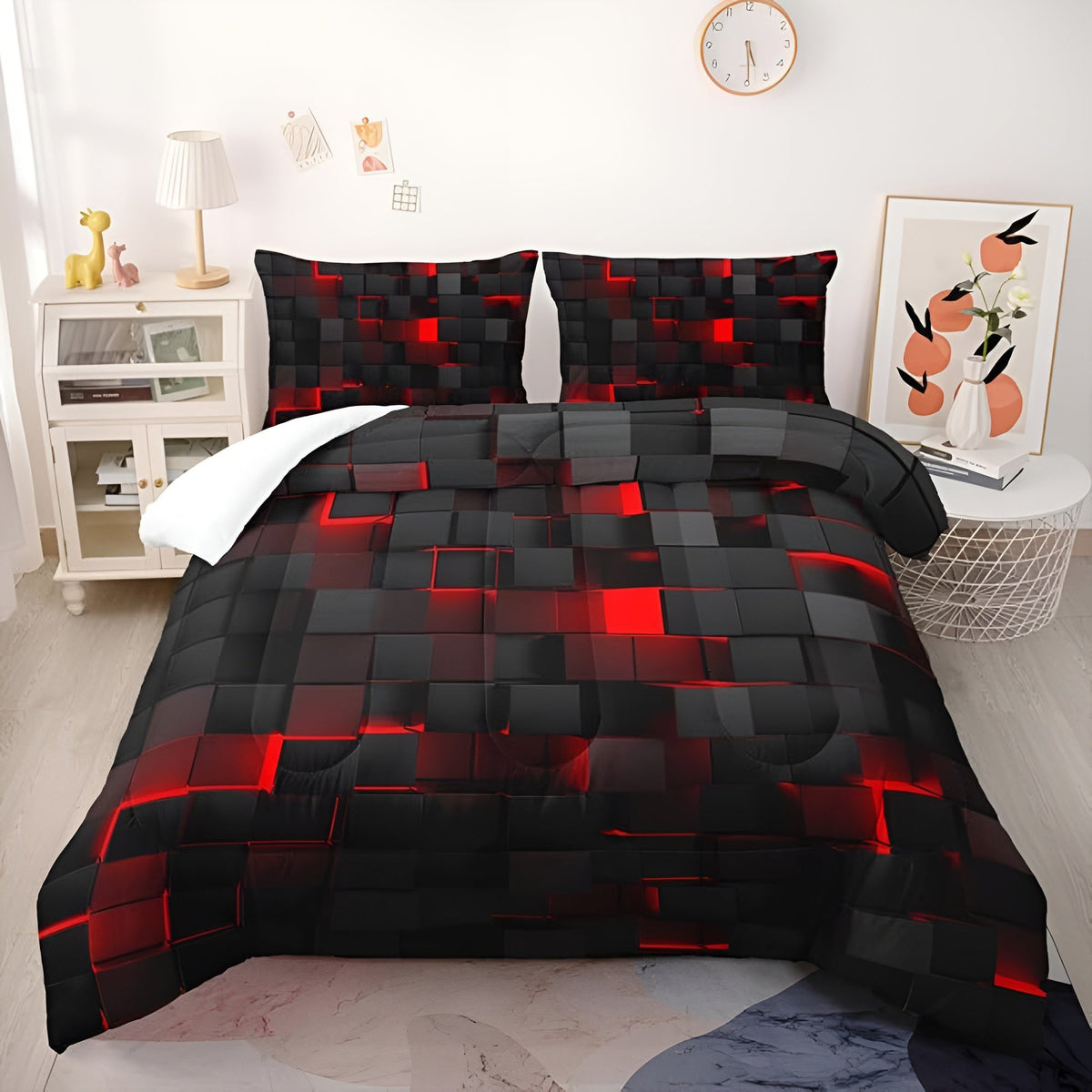 Bedding Set 3D Grid Microfiber-Cotton Breathable