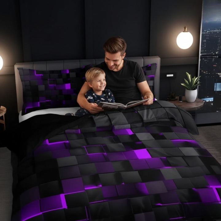 Bedding Set 3D Grid Microfiber-Cotton Breathable