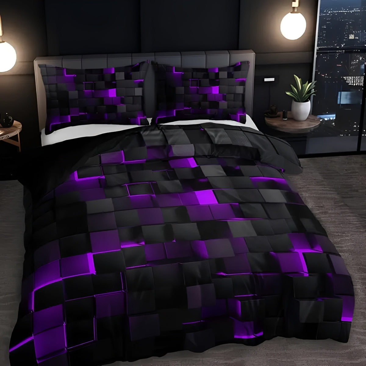Bedding Set 3D Grid Microfiber-Cotton Breathable