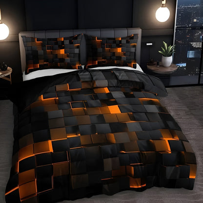 Bedding Set 3D Grid Microfiber-Cotton Breathable