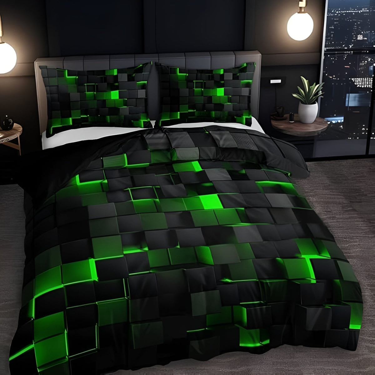 Bedding Set 3D Grid Microfiber-Cotton Breathable