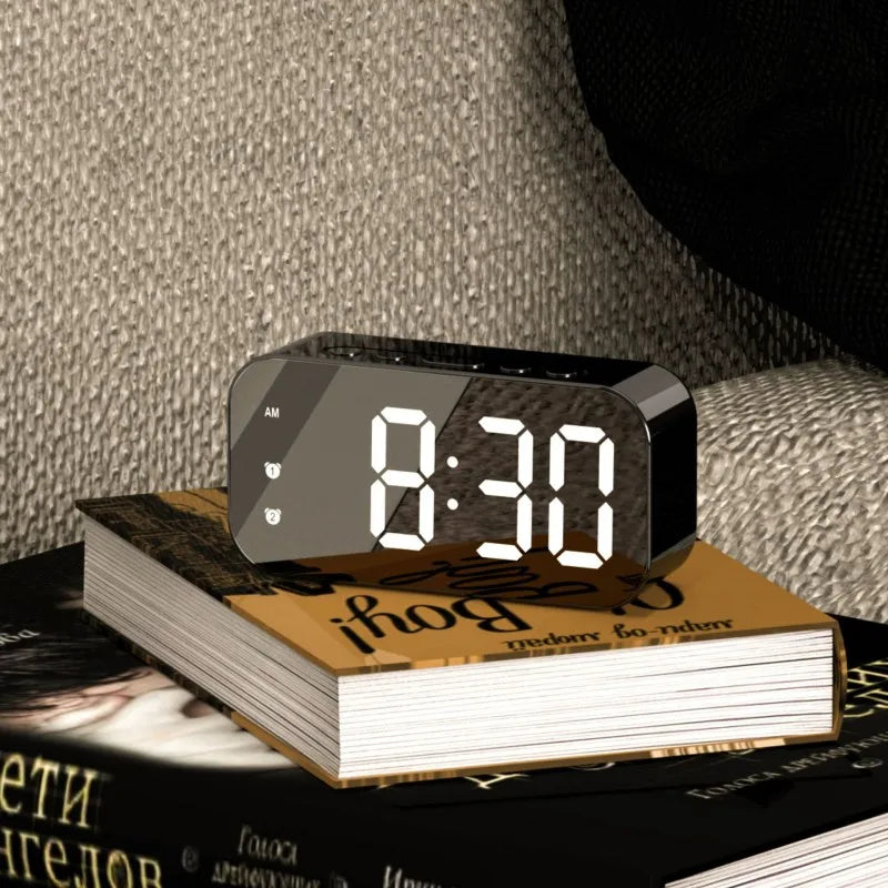 Bedside Alarm Clock Dual Alarms Voice Control & Temp Display