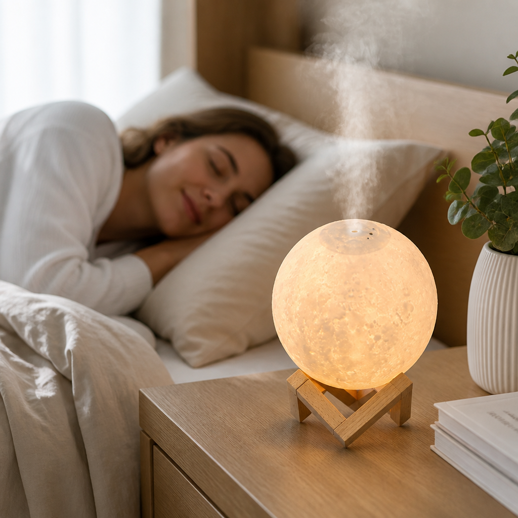 Bedside Humidifier Lamp 880ml Three Light Modes