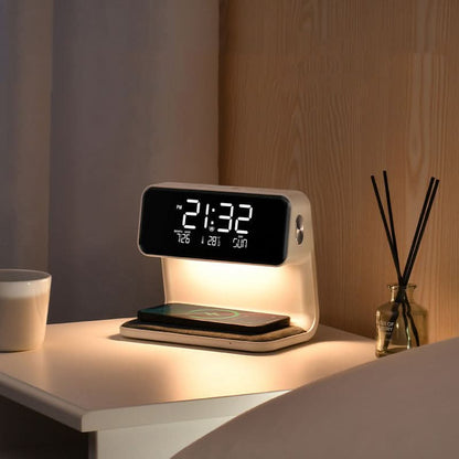 Bedside Lamp Dimmable Touch LED Wireless Charging Alarm