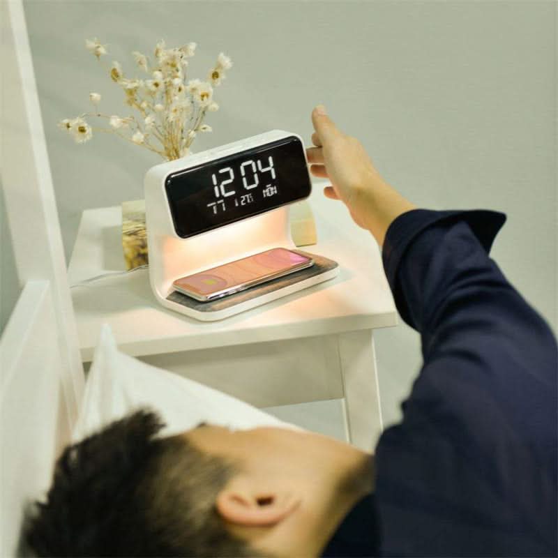 Bedside Lamp Dimmable Touch LED Wireless Charging Alarm
