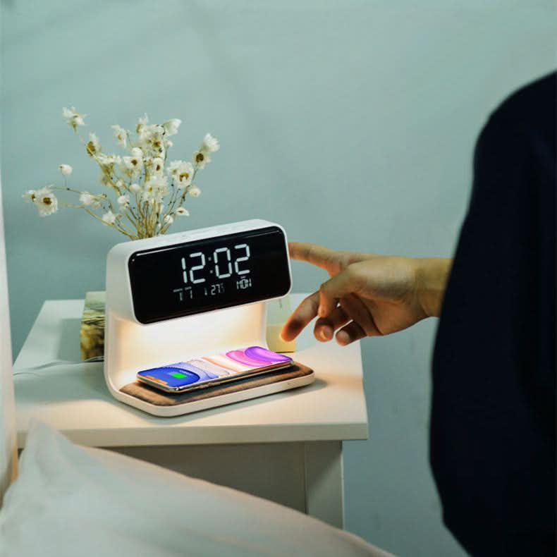 Bedside Lamp Dimmable Touch LED Wireless Charging Alarm