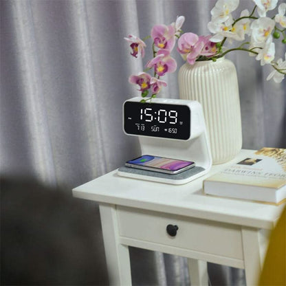 Bedside Lamp Dimmable Touch LED Wireless Charging Alarm