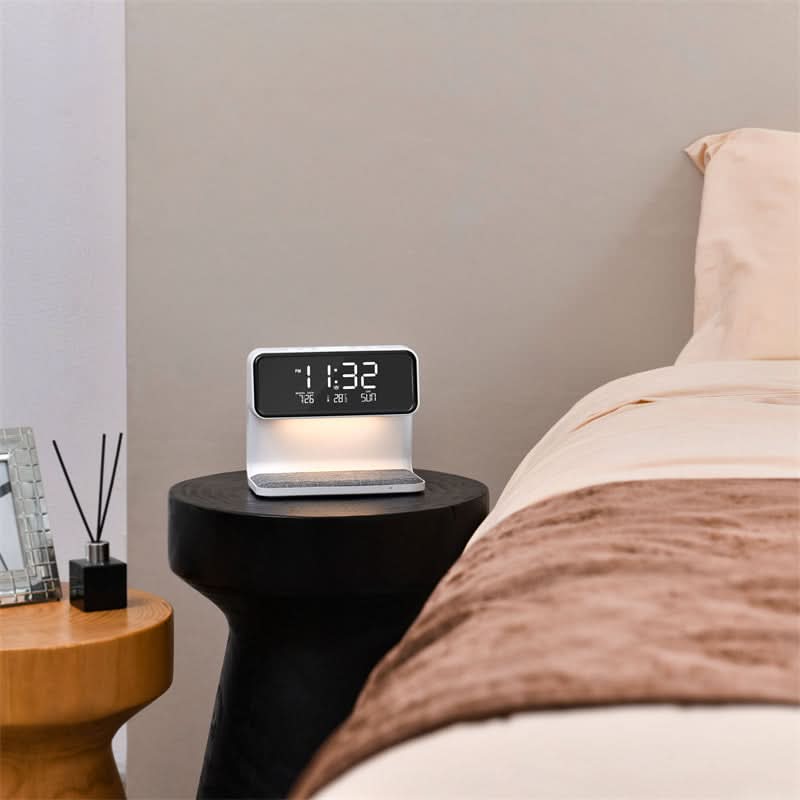 Bedside Lamp Dimmable Touch LED Wireless Charging Alarm