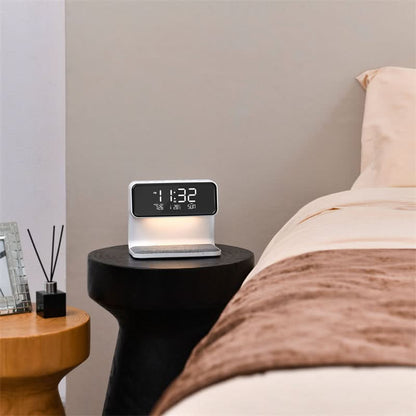 Bedside Lamp Dimmable Touch LED Wireless Charging Alarm