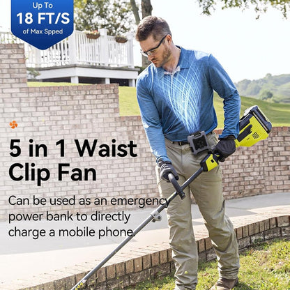 Belt Fan Clip-On USB Rechargeable 12-Hour Run Time