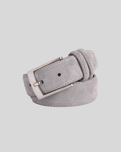 Belt Soft Suede Gray Metal Buckle 110 cm