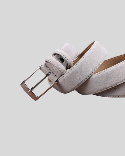 Belt Soft Suede Gray Metal Buckle 110 cm