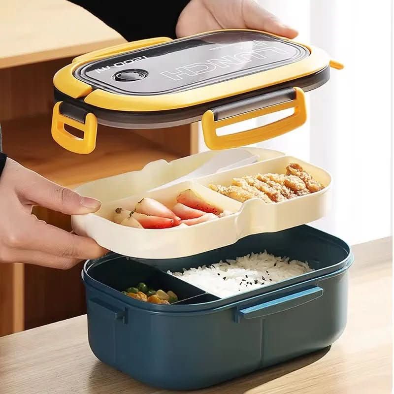 Bento Lunchbox Two-Tier Stackable With Fork & Spoon Included