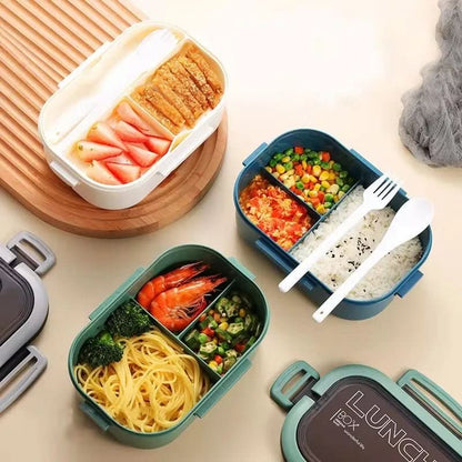 Bento Lunchbox Two-Tier Stackable With Fork & Spoon Included
