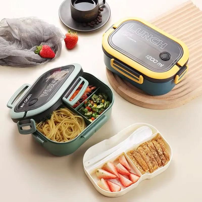 Bento Lunchbox Two-Tier Stackable With Fork & Spoon Included
