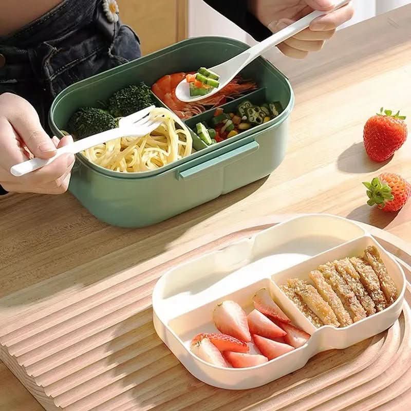 Bento Lunchbox Two-Tier Stackable With Fork & Spoon Included