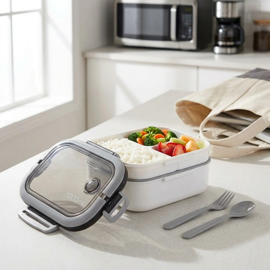 Bento Lunchbox Two-Tier Stackable With Fork & Spoon Included