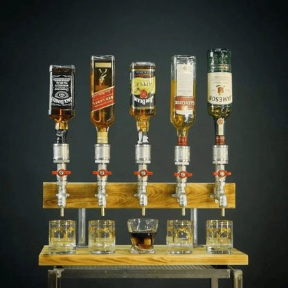 Beverage Dispenser Wooden Casing & Metal Tap 1.32 Gallon