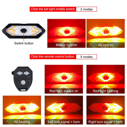 Bicycle Rear Light Wireless Remote & Turn Signals