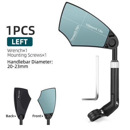 Bicycle Rearview Mirror 180° Wide View & 360° Adjustable
