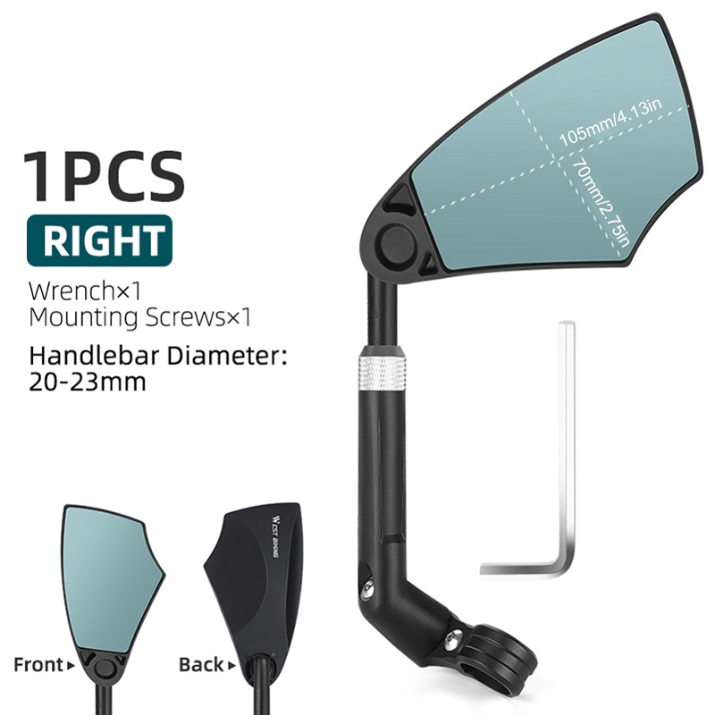Bicycle Rearview Mirror 180° Wide View & 360° Adjustable