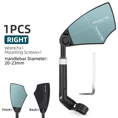 Bicycle Rearview Mirror 180° Wide View & 360° Adjustable