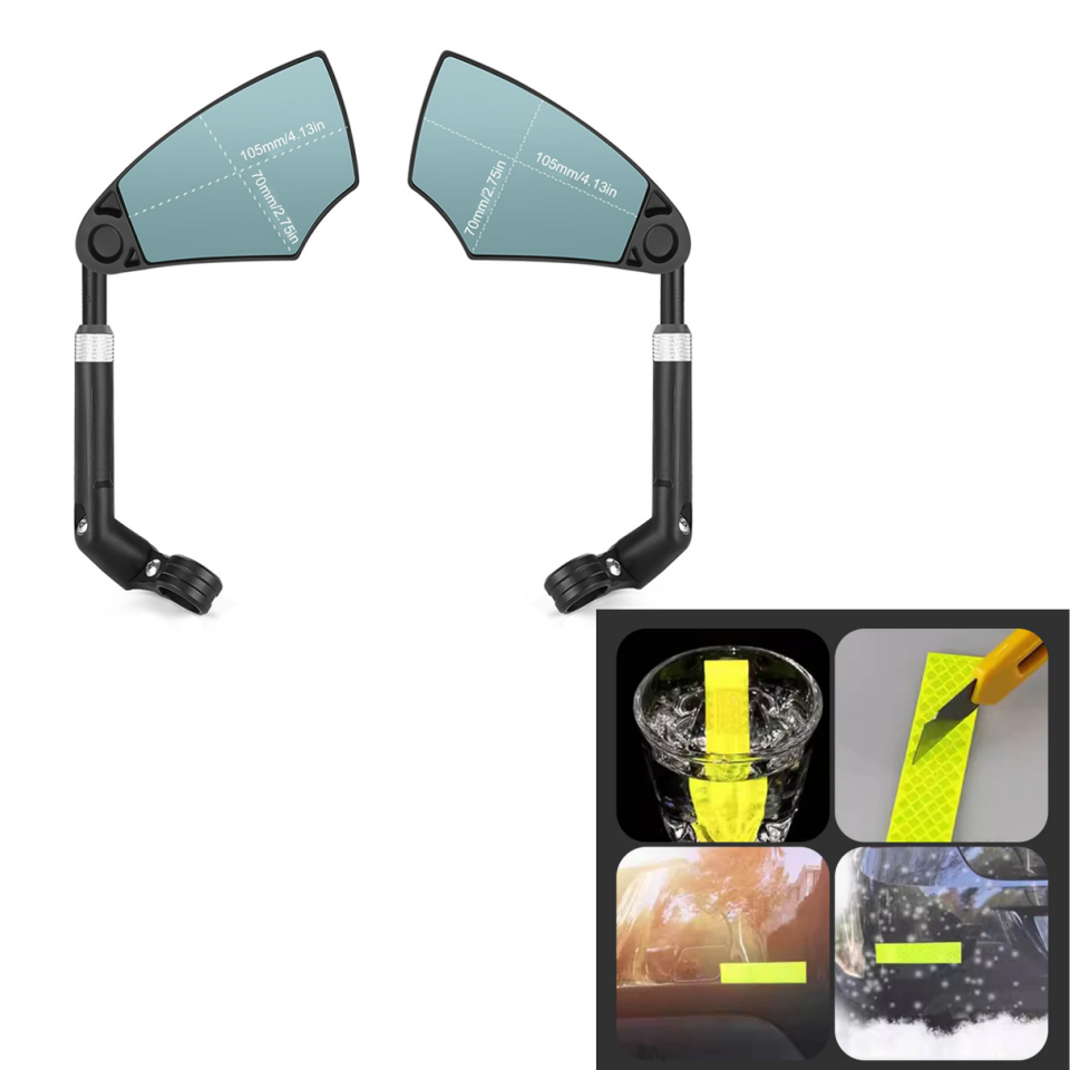 Bicycle Rearview Mirror 180° Wide View & 360° Adjustable