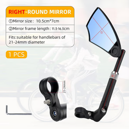 Bicycle Rearview Mirror 180° Wide View & 360° Adjustable