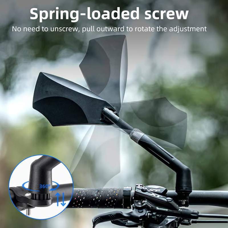 Bicycle Rearview Mirror 180° Wide View & 360° Adjustable
