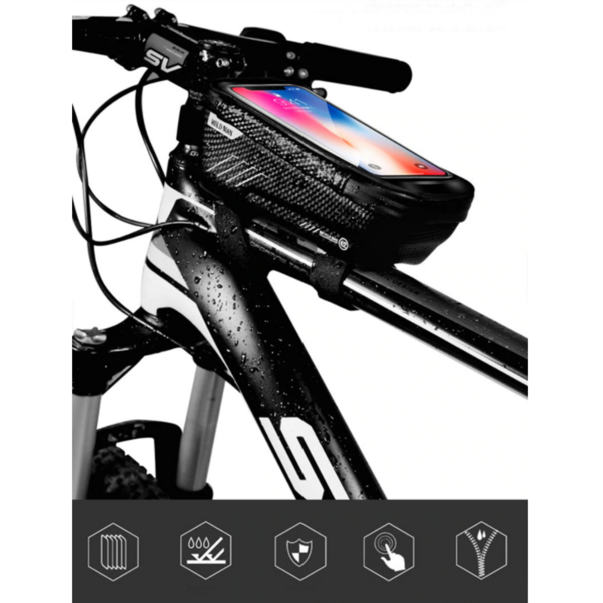 Bike Frame Bag Touchscreen Hard-Shell Splash-Proof