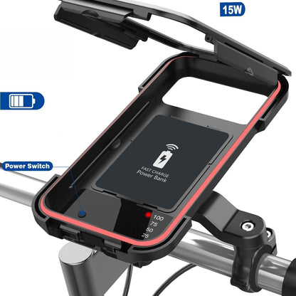 Bike Phone Holder Waterproof 15W Wireless Charging