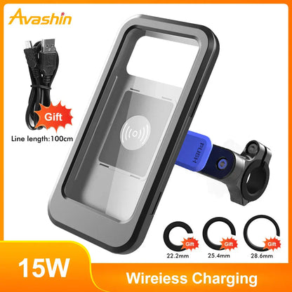 Bike Phone Holder Waterproof 15W Wireless Charging