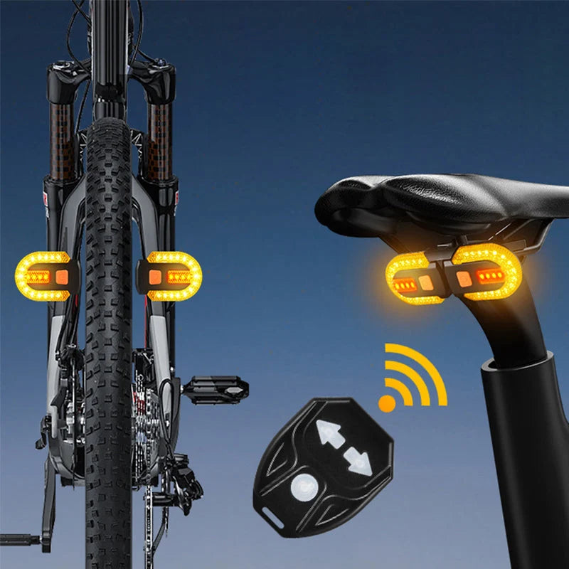 Bike Rear Light Wireless Remote Turn Signals Rechargeable