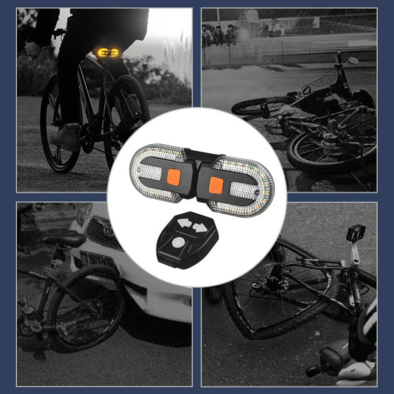 Bike Rear Light Wireless Remote Turn Signals Rechargeable