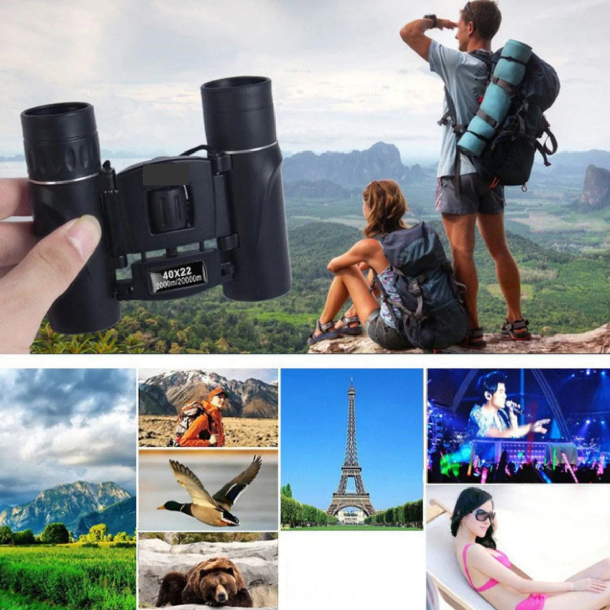 Binoculars 40x Magnification Foldable & Water-Resistant