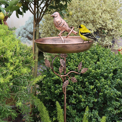 Bird Bath Copper-Look Metal Stake 9.5 Inch Bowl