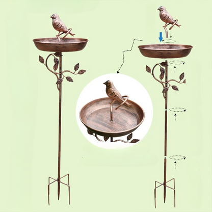 Bird Bath Copper-Look Metal Stake 9.5 Inch Bowl