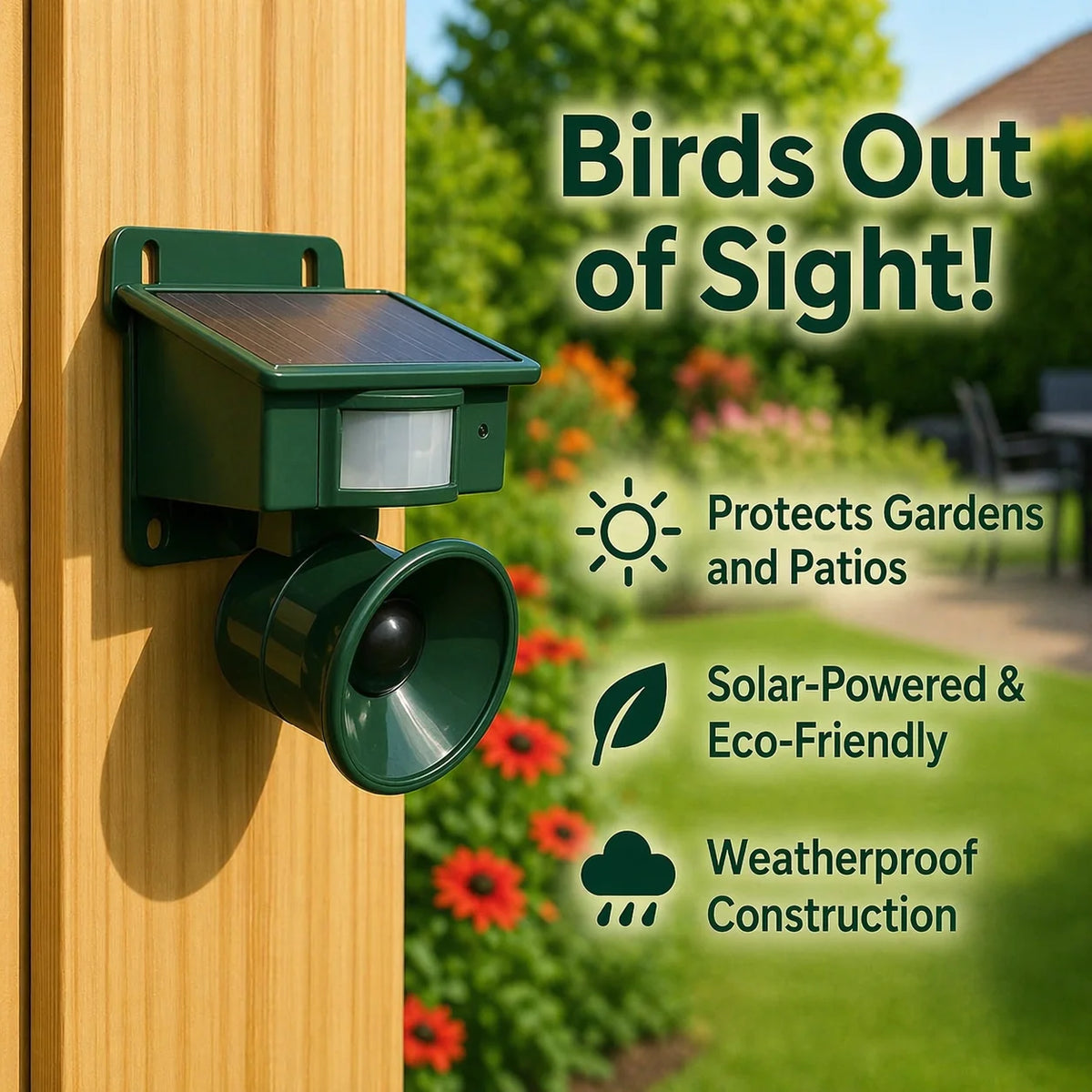 Bird Deterrent Solar-Powered Motion-Activated Predator Calls