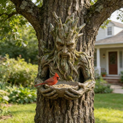 Bird Feeder Tree-Face Design Weatherproof Resin