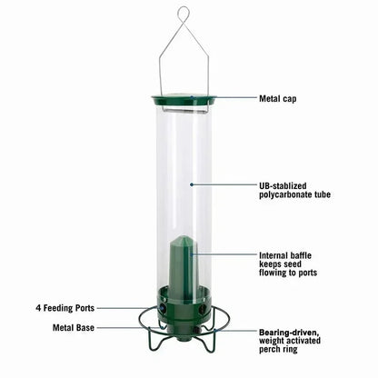 Bird Feeder Weight-Activated Spinning Perch 5 Pound Capacity
