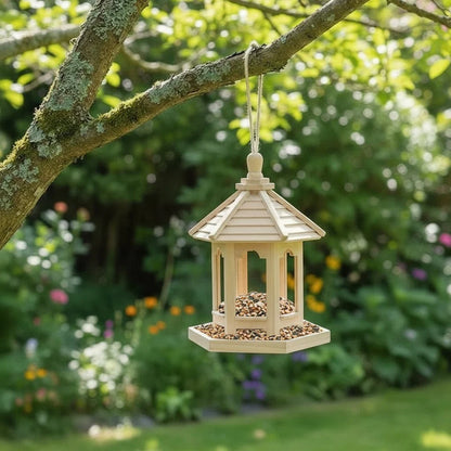 Bird Feeder Wooden Hanging Integrated Water System Weather-Resistant