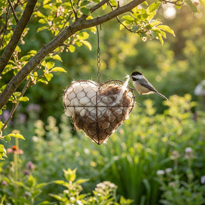Bird Nesting Holder Heart-Shaped Weatherproof Iron
