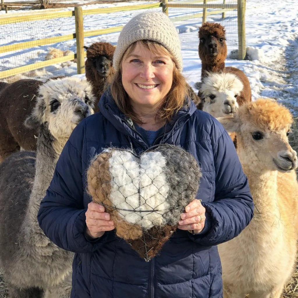 Bird Nesting Material Holder Heart-Shaped Alpaca Fiber With Hanging Hook