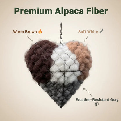 Bird Nesting Material Holder Heart-Shaped Alpaca Fiber With Hanging Hook