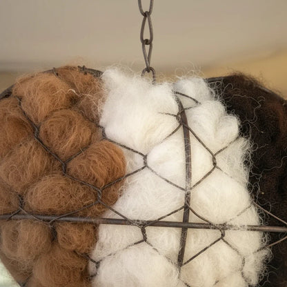 Bird Nesting Material Holder Heart-Shaped Alpaca Fiber With Hanging Hook