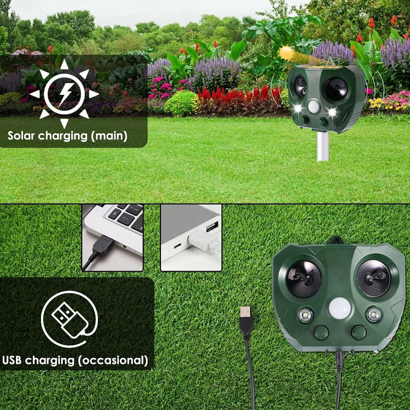 Bird Repeller Solar Powered Ultrasonic Flashing LED Lights