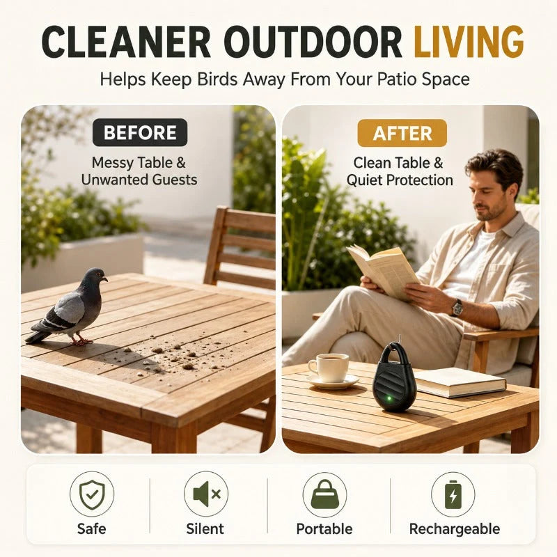 Bird Repeller Ultrasonic Rechargeable USB-C Three Modes