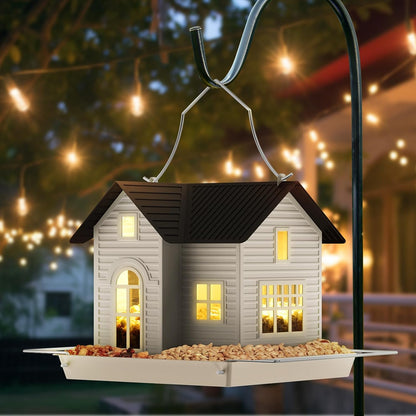 Birdhouse Feeder Solar LED Weatherproof Metal Easy Refill